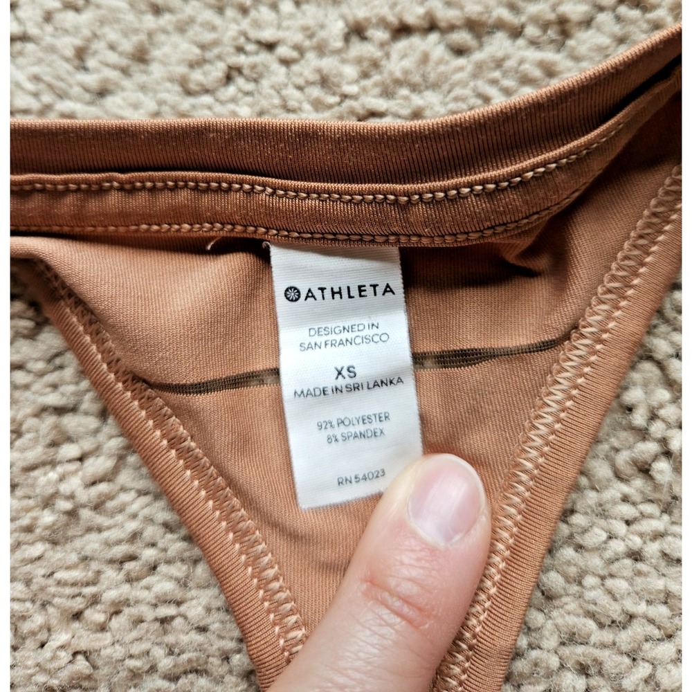 Athleta Womens XS Tank Too with Mesh Stripe Tan‎ Racerback Workout Running Yoga - Picture 3 of 8